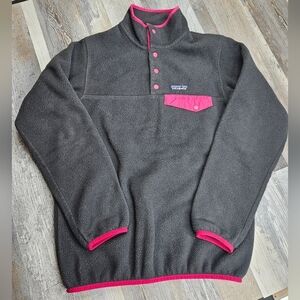 Patagonia Lightweight Synchilla Snap-T Women's XS Charcoal Gray + Magenta Pink